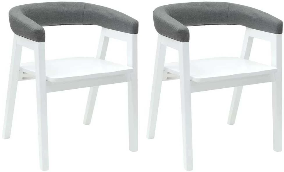 Valgomojo kėdės 2 vnt. Kietas gumos medis Balta 54 x 57 x 73 cm