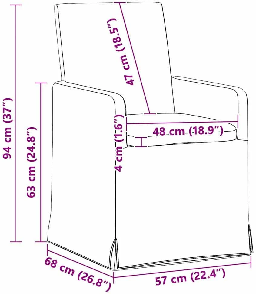 Valgomojo kėdės 2 vnt. audinys Tortora 57 x 67 x 95 cm