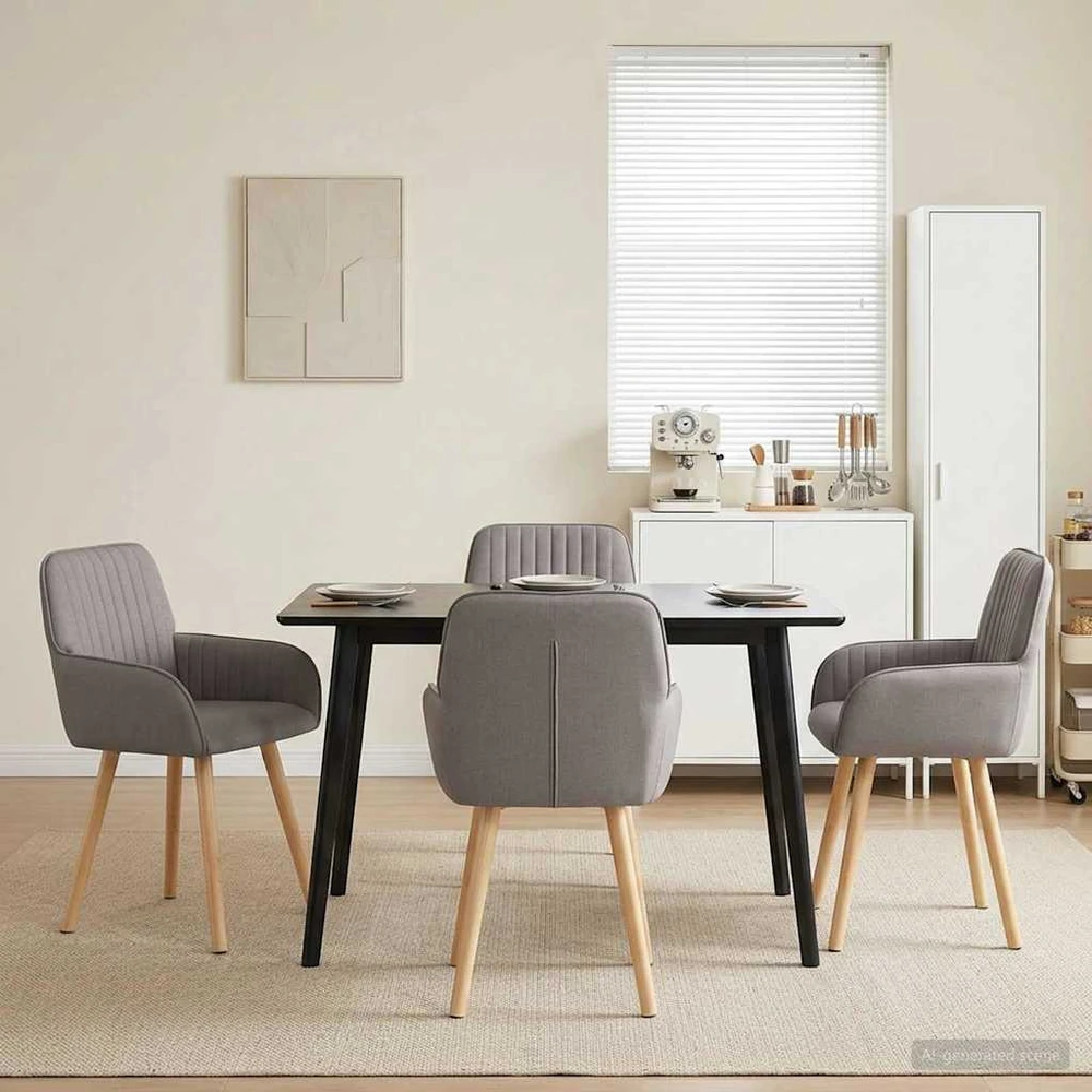 Valgomojo kėdės 4 vnt. Audinys Taupe 56,5 x 50 x 87,5 cm