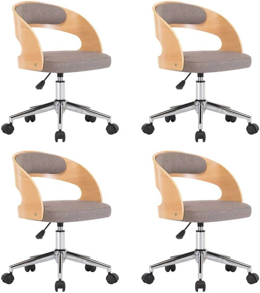 Valgomojo kėdės, 4vnt., taupe, lenkta mediena ir audinys