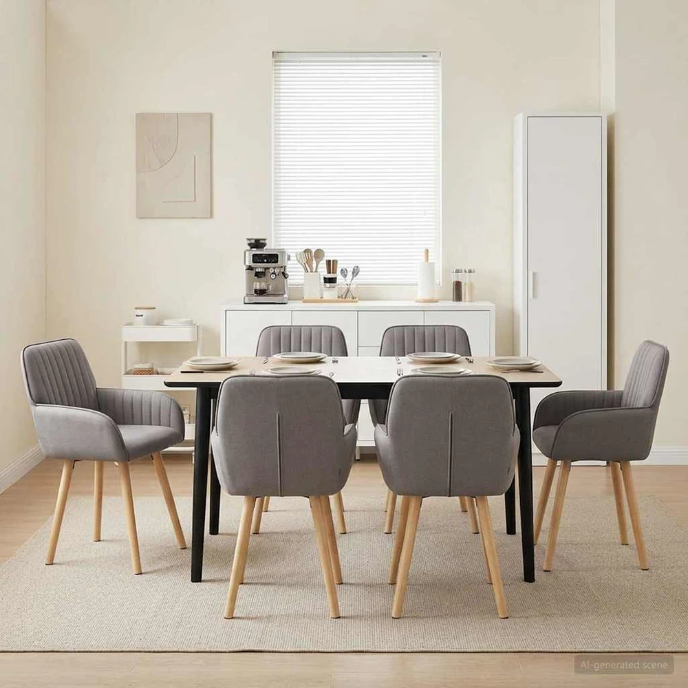 Valgomojo kėdės 6 vnt. Audinys Taupe 56,5 x 50 x 87,5 cm