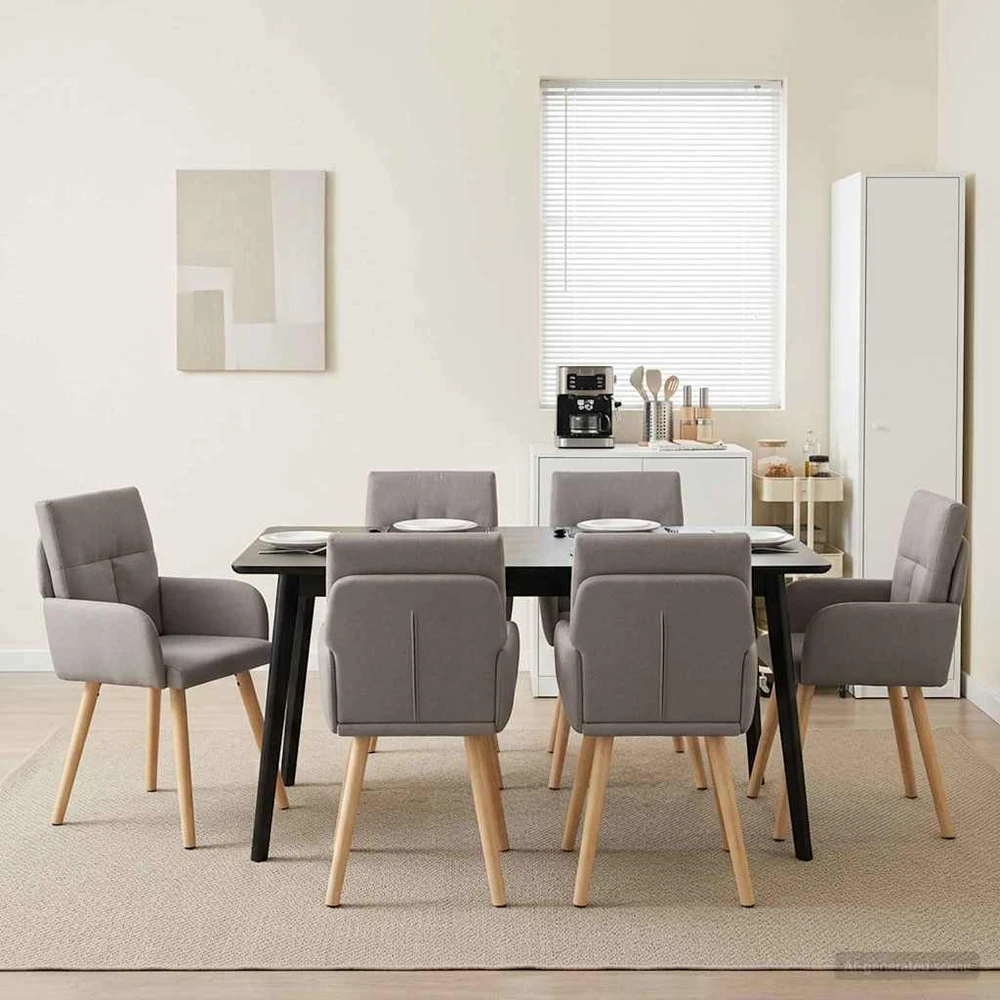 Valgomojo kėdės 6 vnt. Audinys Taupe 60 x 56 x 93 cm