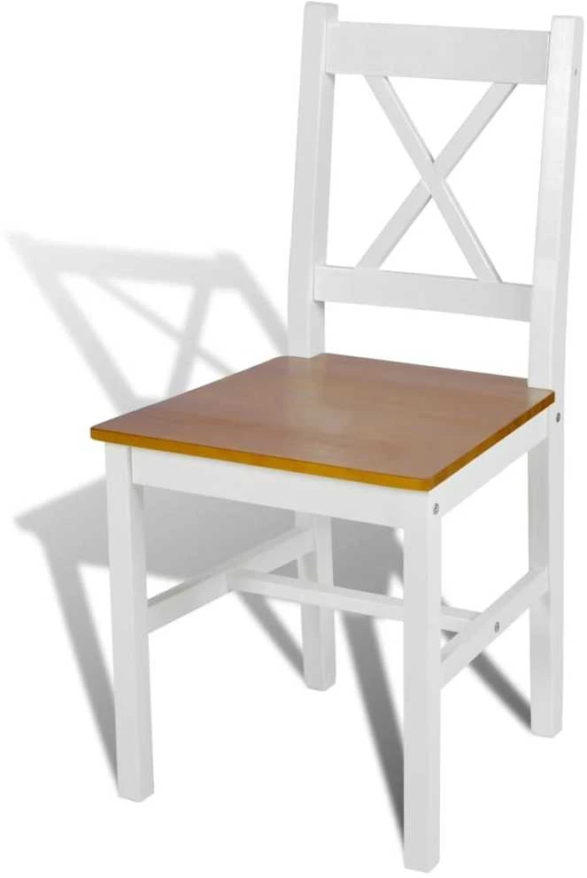 Valgomojo kėdės, 6 vnt., baltos, pušies mediena