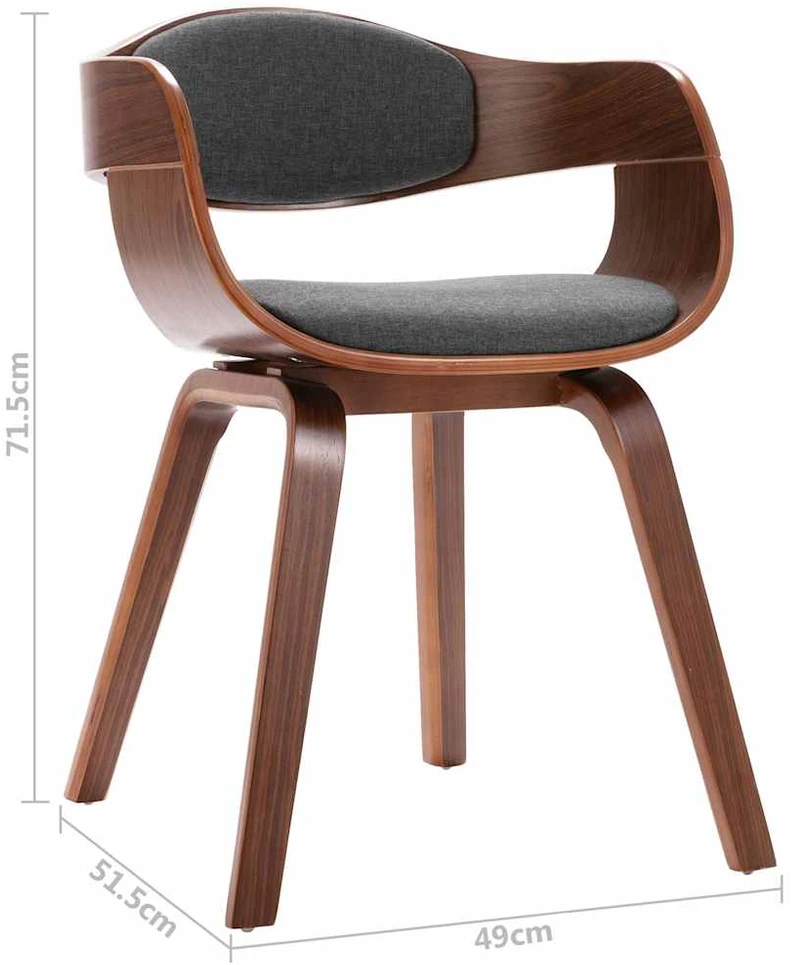 Valgomojo kėdės, 6vnt., pilkos sp., išlenkta mediena ir audinys