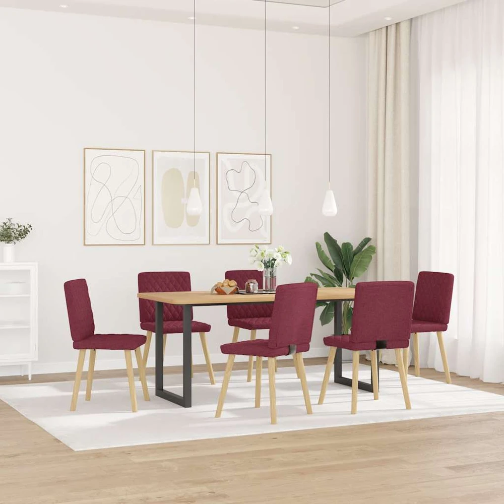 Valgomojo kėdės, 6vnt., raudonojo vyno spalvos, audinys