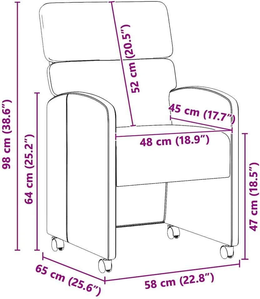 Valgomojo Kėdės su Ratukais 2 vnt. Dirbtinė oda Kapučino