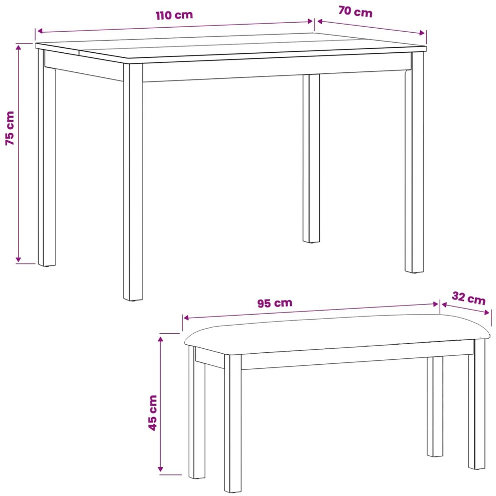 Valgomojo komplektas 3 vnt. Juoda Kietas ąžuolo medis