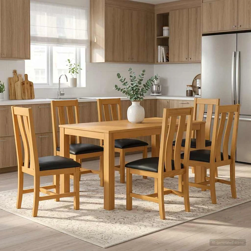Valgomojo komplektas 7 vnt. Juoda 150 x 85 x 75 cm
