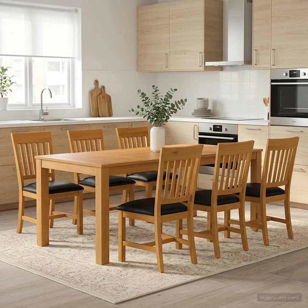 Valgomojo komplektas 7 vnt. Juoda 200 x 100 x 75 cm