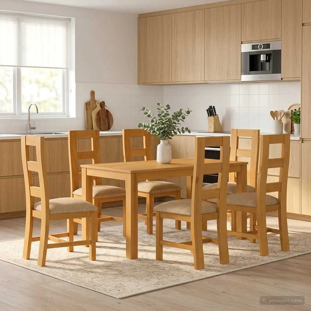 Valgomojo komplektas 7 vnt. Smėlio 150 x 85 x 75 cm