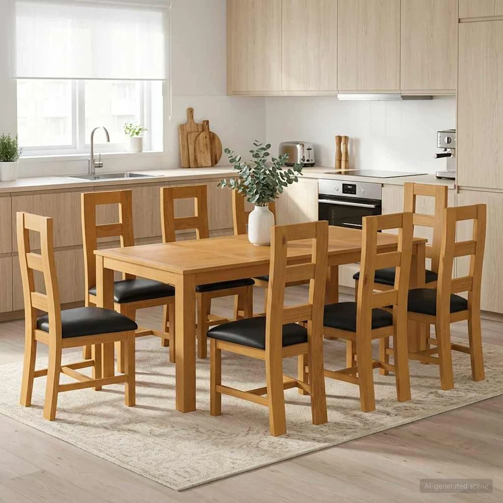 Valgomojo komplektas 9 vnt. Juoda 200 x 100 x 75 cm