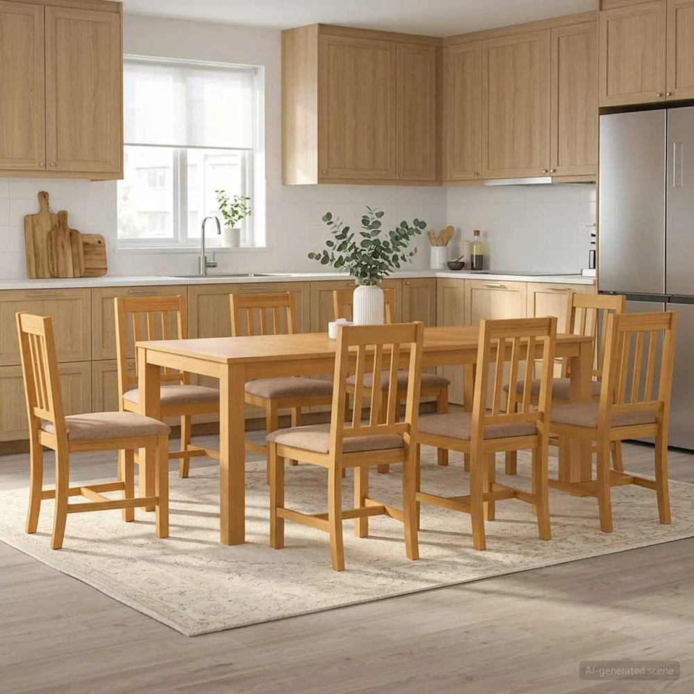 Valgomojo komplektas 9 vnt. Pilka 200 x 100 x 75 cm