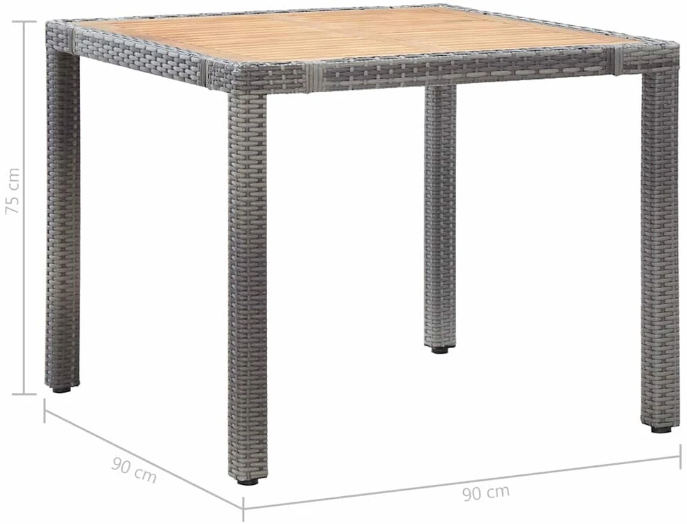 Lauko baldų komplektas Valgomojo komplektas su pagalvėmis, 5 dalių, pilkas, ratanas