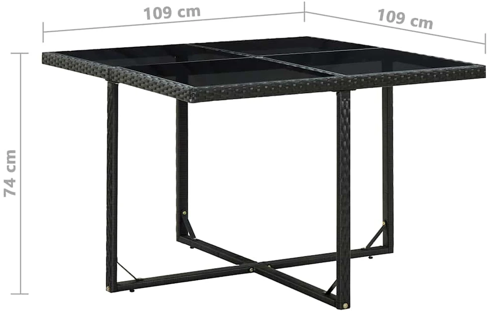 Lauko baldų komplektas Valgomojo komplektas su pagalvėmis, 5 dalių, juodas, ratanas