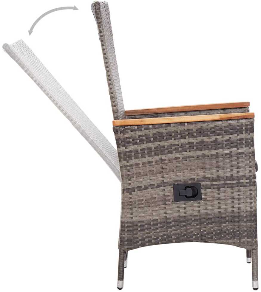Lauko baldų komplektas Valgomojo komplektas su pagalvėmis, 9 dalių, pilkas, ratanas