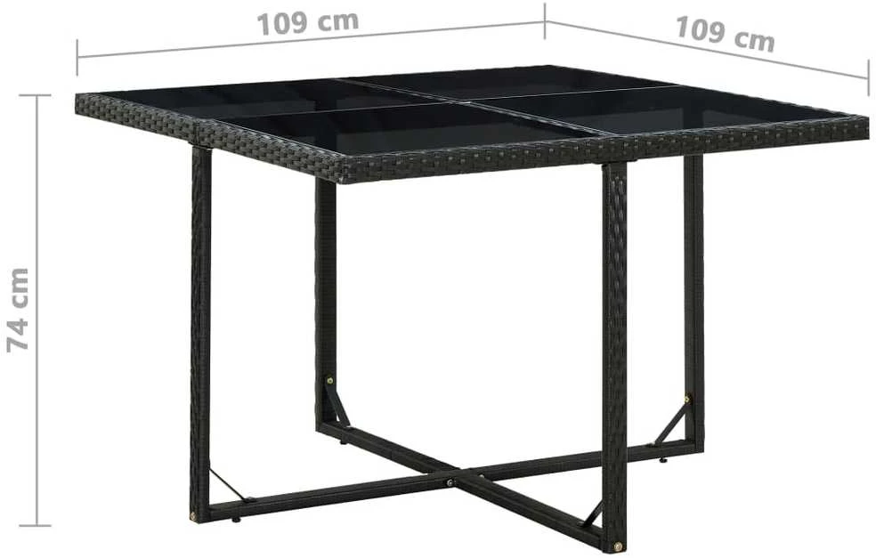 Lauko baldų komplektas Valgomojo komplektas su pagalvėmis, 9 dalių, juodas, ratanas