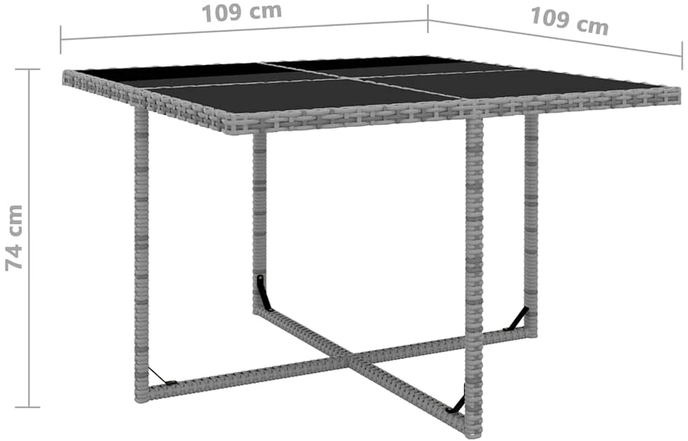 Lauko baldų komplektas Valgomojo komplektas su pagalvėmis, 9dalių, antracito, ratanas