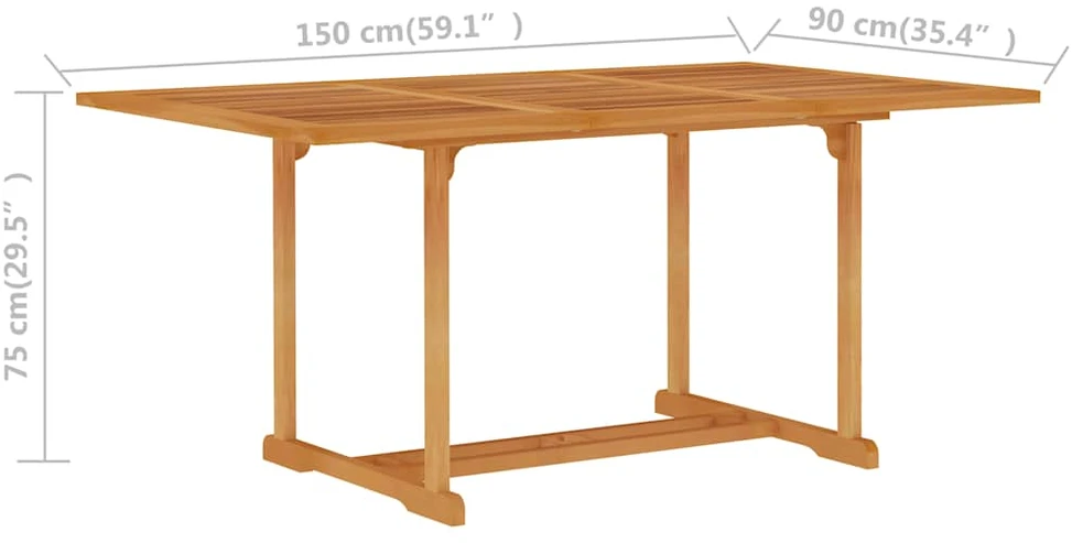 Lauko baldų komplektas Valgomojo komplektas su pilkomis pagalvėmis, 7 dalių, tikmedis