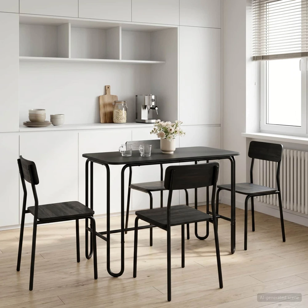 Valgomojo stalas 100 x 50 x 75 cm Apdirbta mediena Juoda