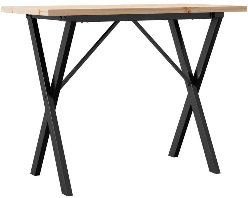 Valgomojo stalas, 100x50x75,5cm, pušis ir ketus, X formos rėmas
