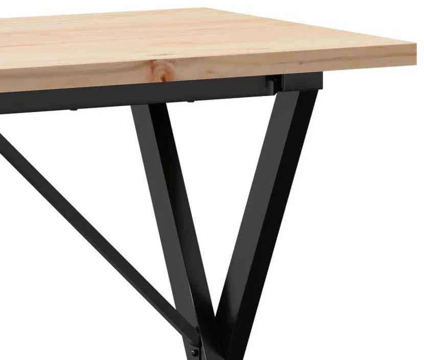 Valgomojo stalas, 100x50x75,5cm, pušis ir ketus, X formos rėmas