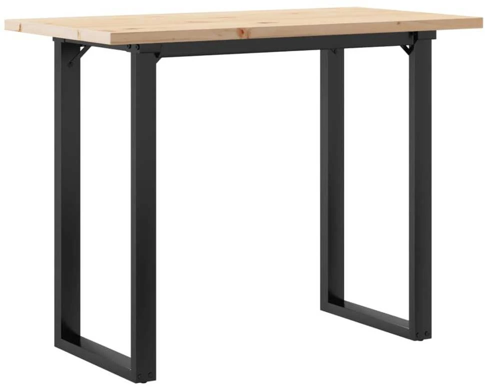 Valgomojo stalas, 100x50x75,5cm, pušis ir plieno, O formos rėmas