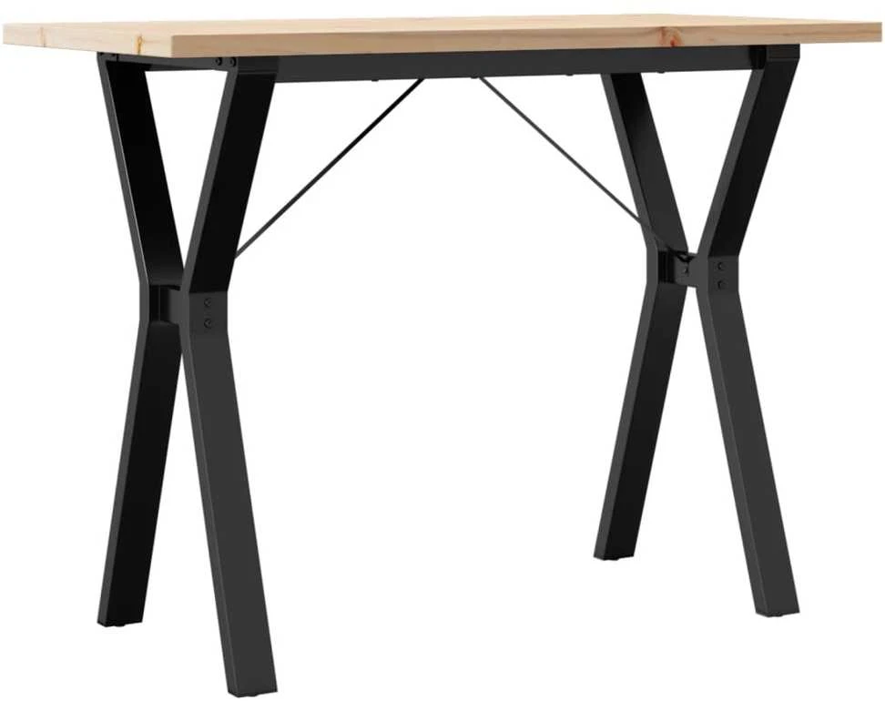 Valgomojo stalas, 100x50x75,5cm, pušis ir ketus, Y formos rėmas