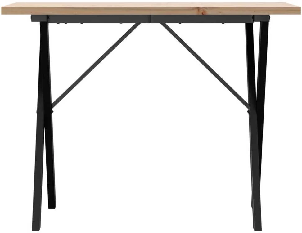 Valgomojo stalas, 100x50x75,5cm, pušis ir ketus, X formos rėmas
