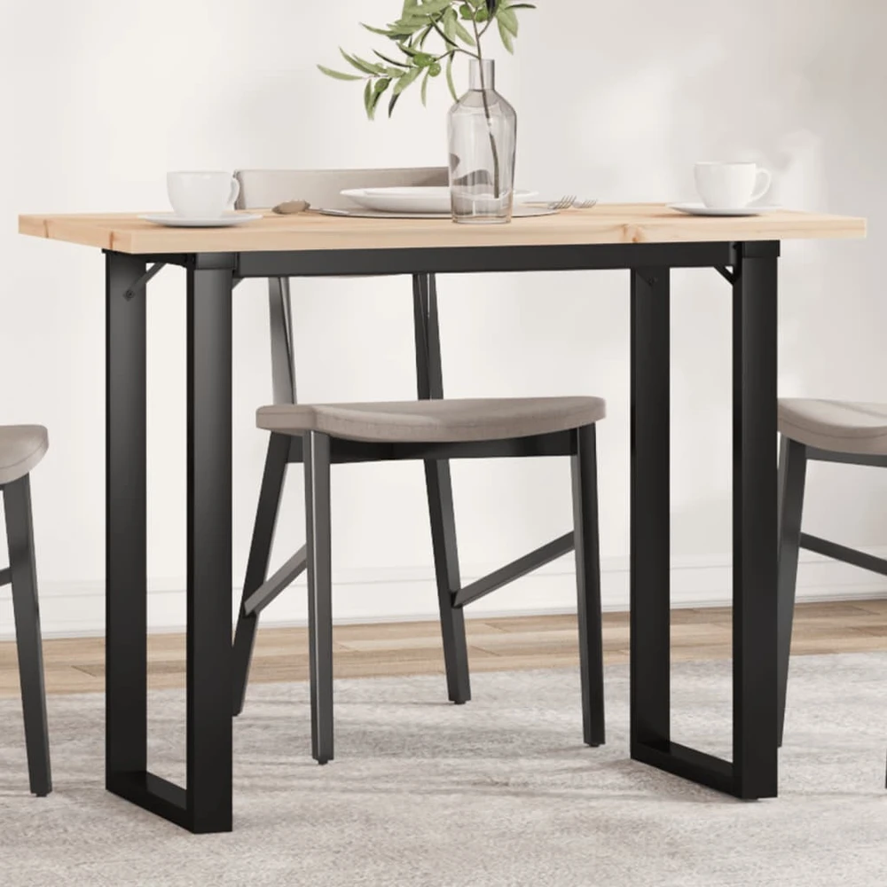 Valgomojo stalas, 100x50x75,5cm, pušis ir plieno, O formos rėmas