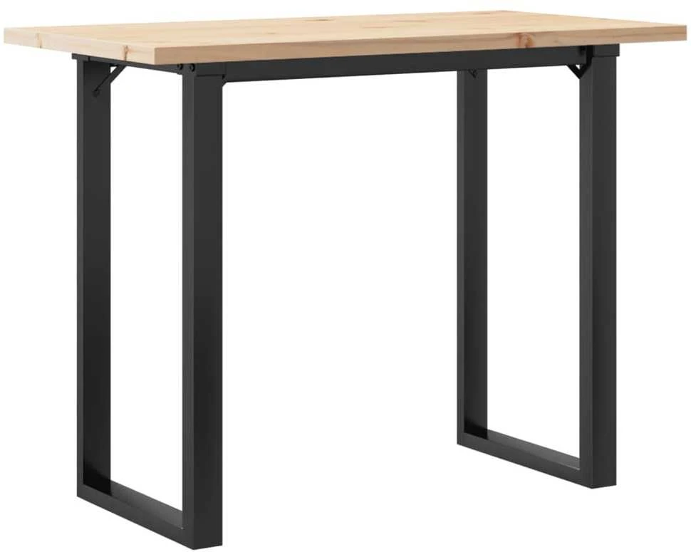 Valgomojo stalas, 100x50x75,5cm, pušis ir plieno, O formos rėmas
