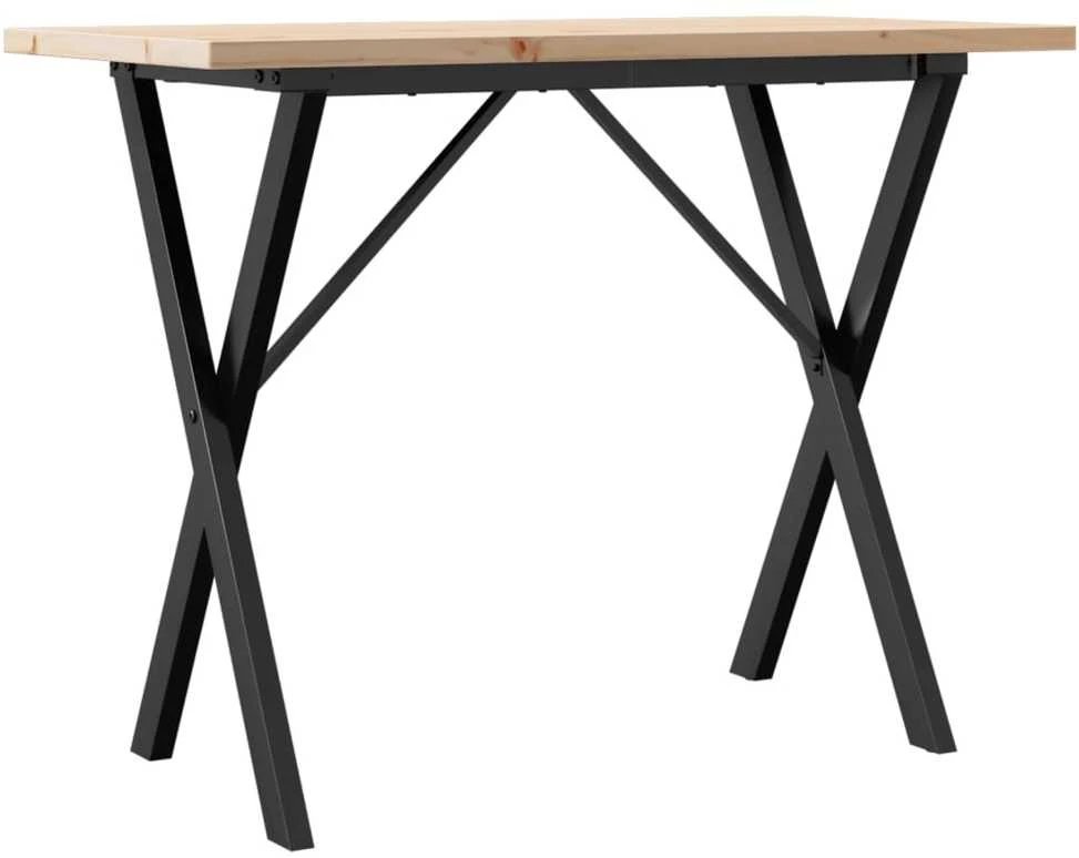 Valgomojo stalas, 100x50x75,5cm, pušis ir ketus, X formos rėmas