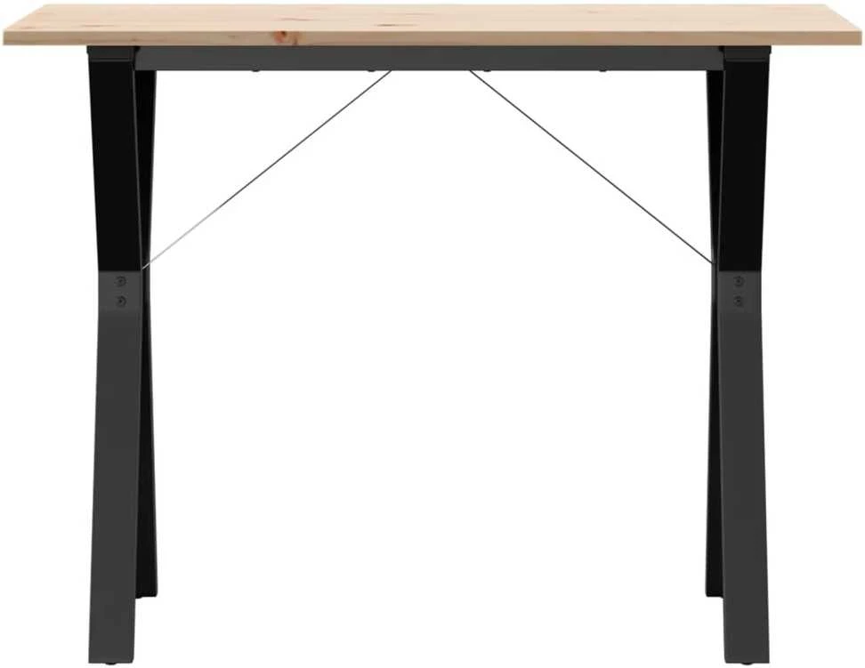 Valgomojo stalas, 100x50x75cm, pušis ir ketus, Y formos rėmas