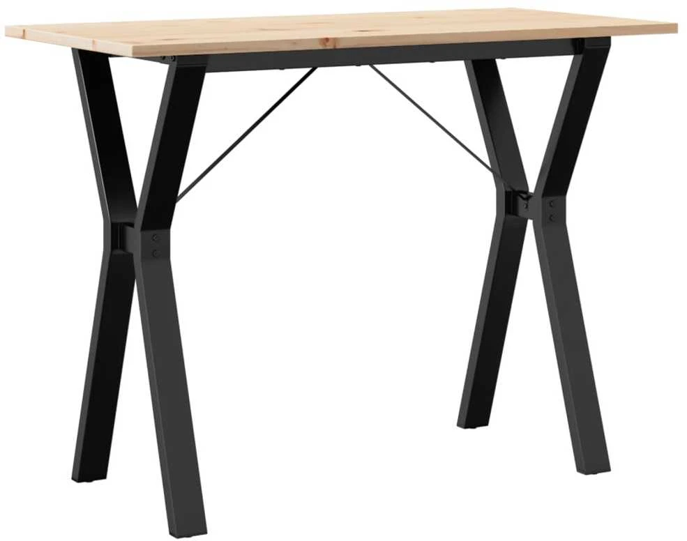 Valgomojo stalas, 100x50x75cm, pušis ir ketus, Y formos rėmas