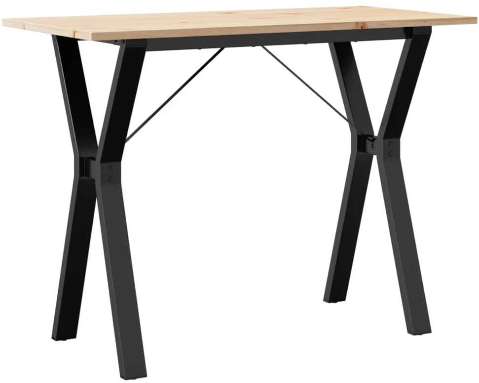 Valgomojo stalas, 100x50x75cm, pušis ir ketus, Y formos rėmas