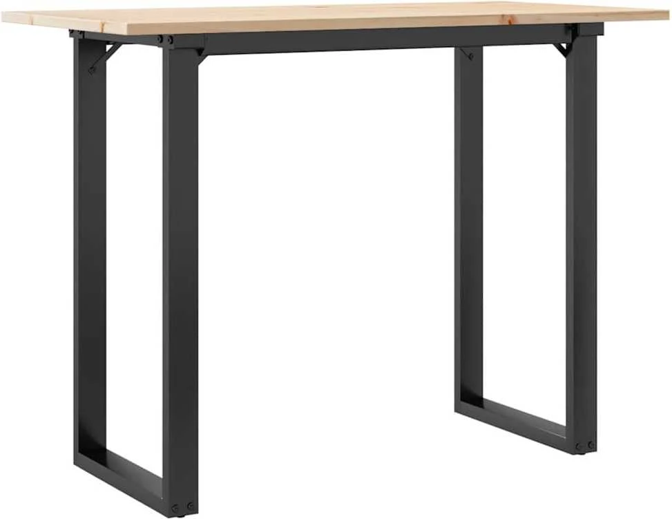 Valgomojo stalas, 100x50x75cm, pušis ir ketus, O formos rėmas