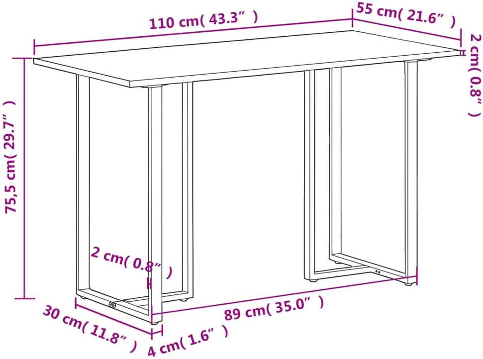 Valgomojo stalas, 110x55x75,5cm, mango medienos masyvas