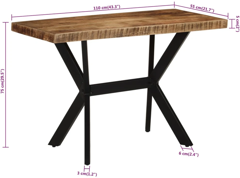 Valgomojo stalas, 110x55x75cm, mango medienos masyvas