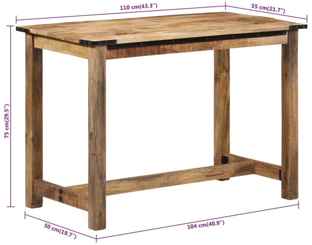 Valgomojo stalas, 110x55x75cm, mango medienos masyvas