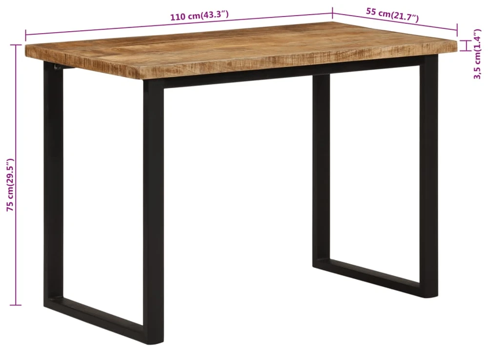 Valgomojo stalas, 110x55x75cm, mango medienos masyvas