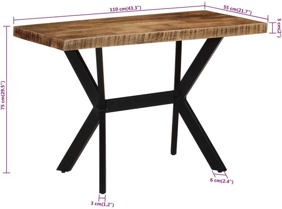 Valgomojo stalas, 110x55x75cm, mango medienos masyvas