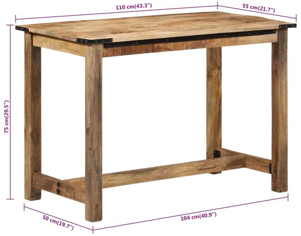 Valgomojo stalas, 110x55x75cm, mango medienos masyvas