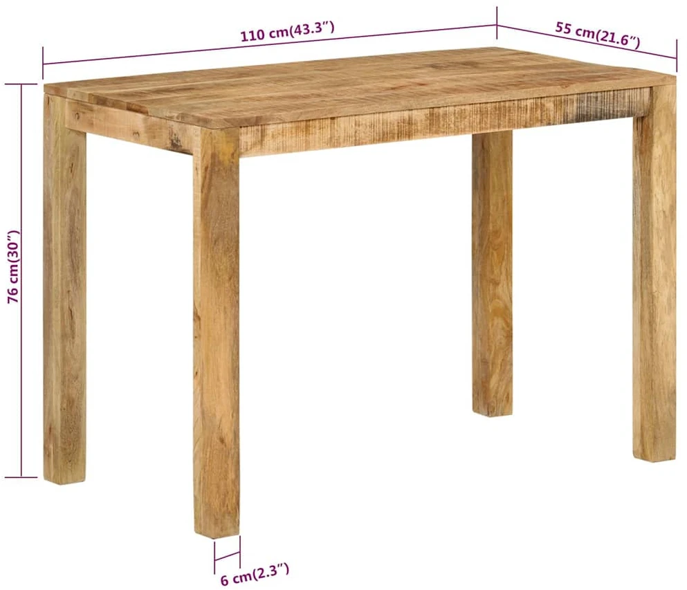 Valgomojo stalas, 110x55x76cm, mango medienos masyvas