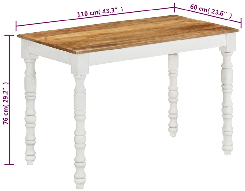 Valgomojo stalas, 110x60x76cm, mango medienos masyvas