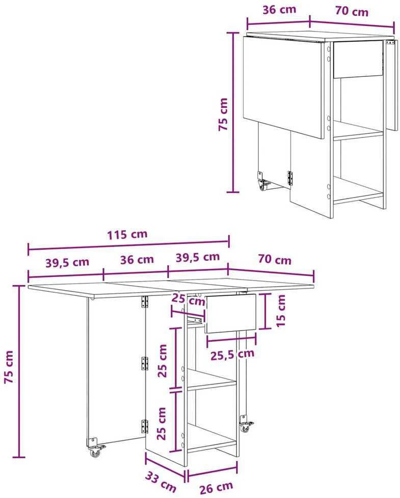 Valgomojo stalas 115 x 70 x 75 cm Apdirbta mediena Balta