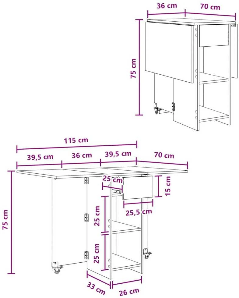 Valgomojo stalas 115 x 70 x 75 cm Apdirbta mediena