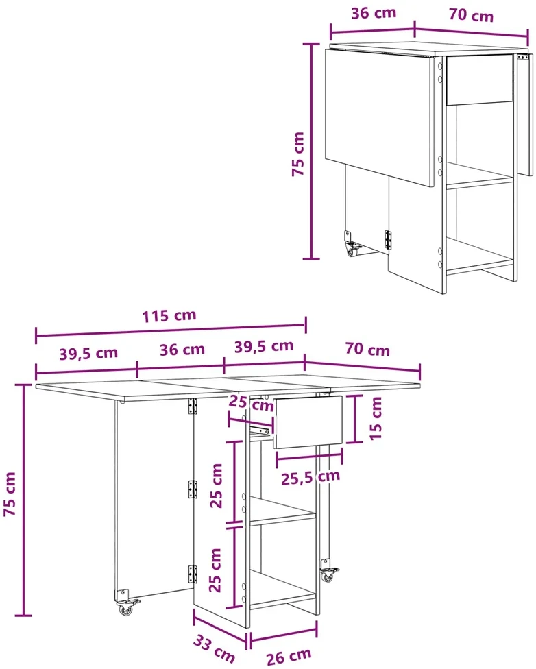 Valgomojo stalas 115 x 70 x 75 cm Apdirbta mediena Pilka Sonoma