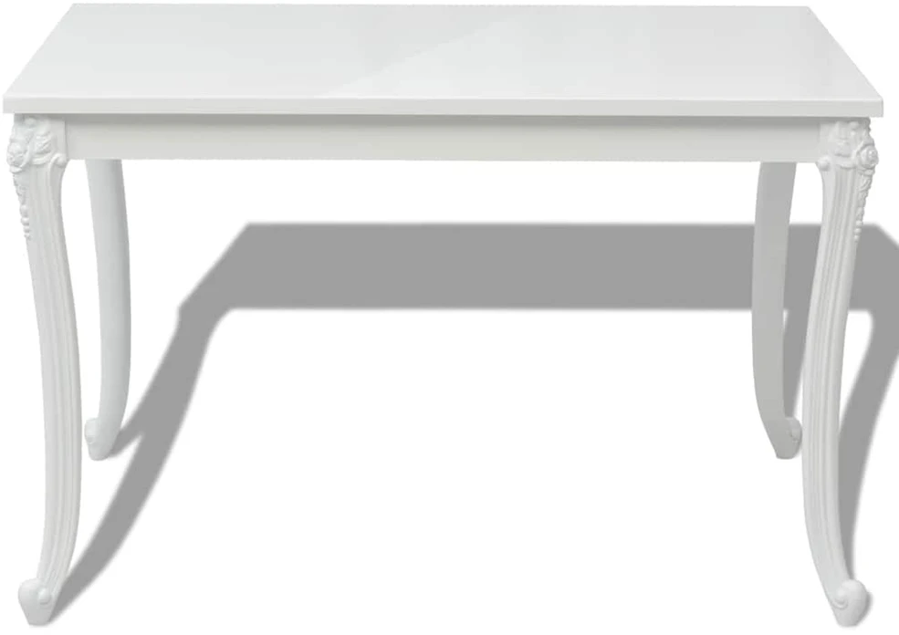 Valgomojo stalas, 116x66x76cm, labai blizgus, baltas