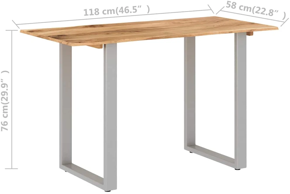 Valgomojo stalas, 118x58x76cm, akacijos medienos masyvas