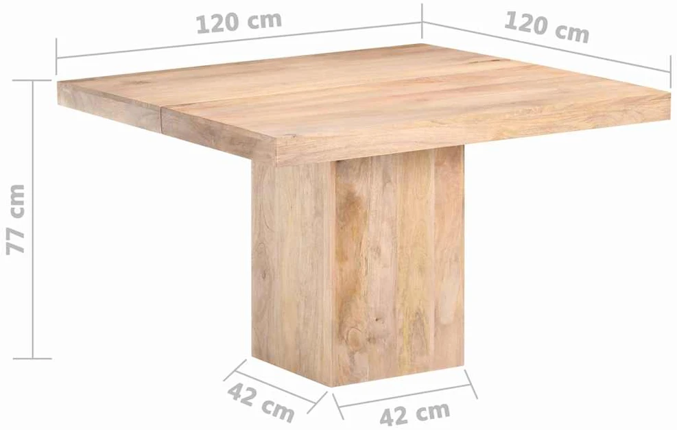 Valgomojo stalas, 120x120x77cm, mango medienos masyvas