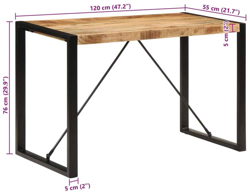 Valgomojo stalas, 120x55x76cm, mango medienos masyvas